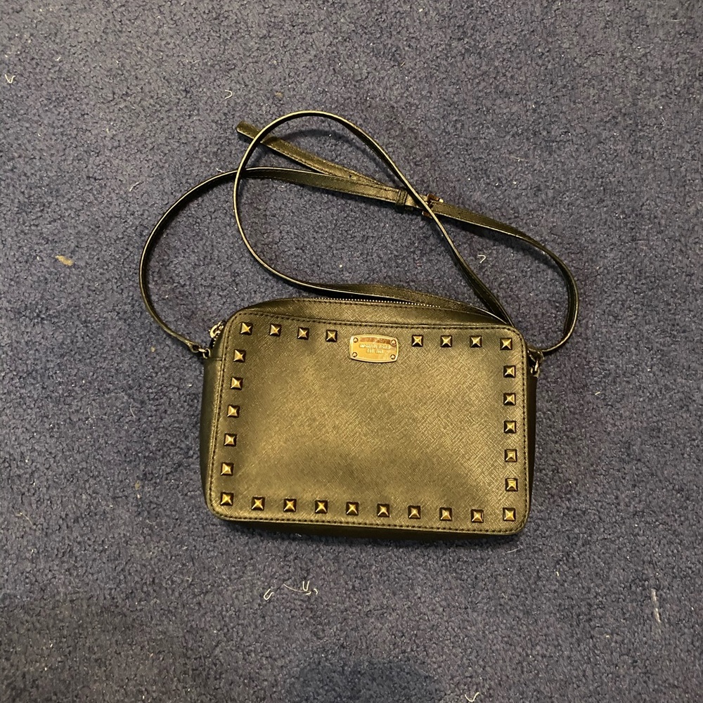 Michael Kors black studded crossbody bag